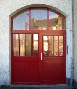 Red arched door